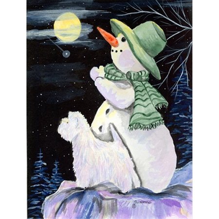 PATIOPLUS 11 x 15 in. Snowman with Westie Garden Size Flag PA55225